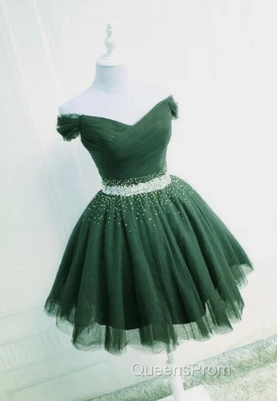 Off The Shoulder Tulle Red Short Evening Prom Dress Lace Up