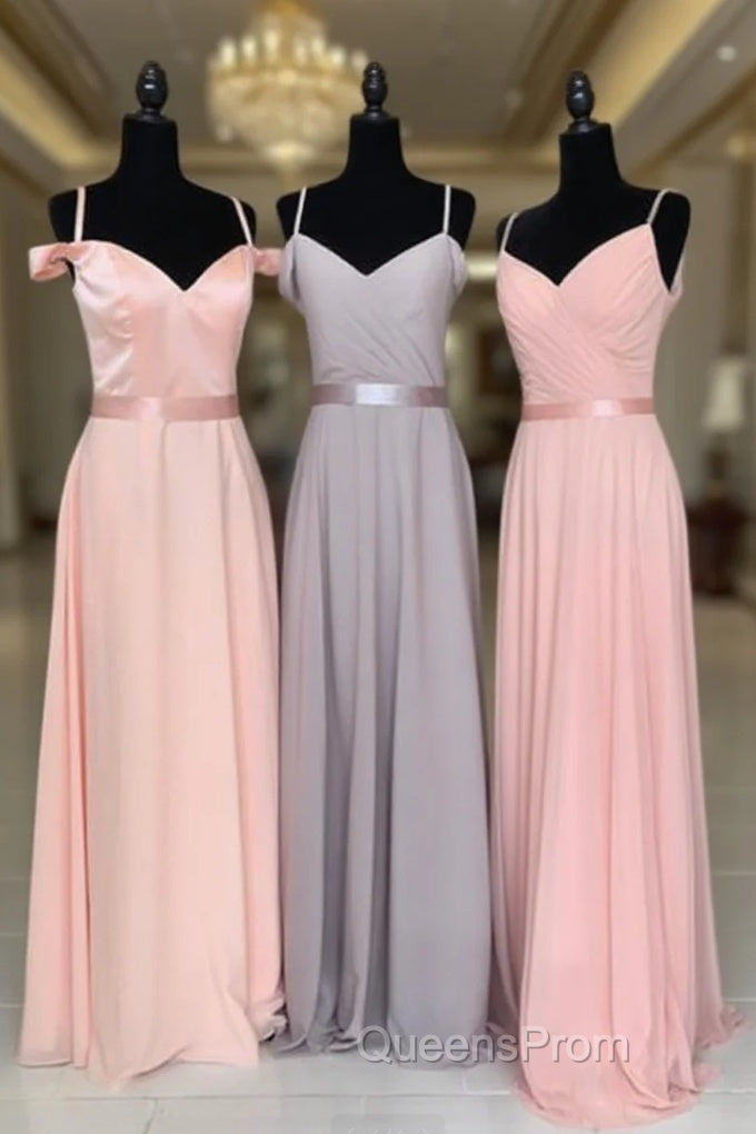 Off The Shoulder V-Neck Chiffon Bridesmaid Dress Floor Length Main image