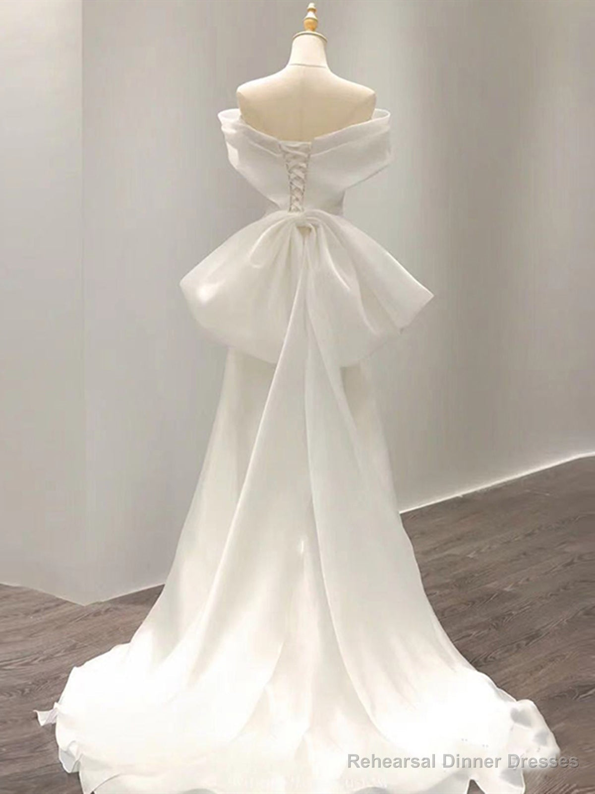 Off the Shoulder White Ivory Wedding Dresses, Ivory Prom Formal Graduation Dresses Secondary image