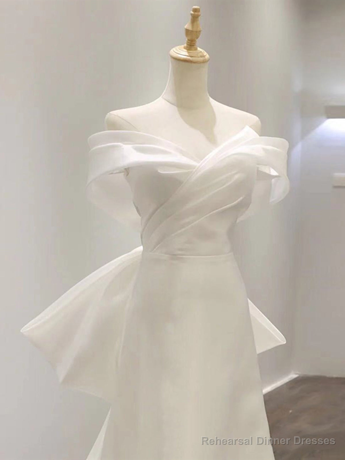 Off the Shoulder White Ivory Wedding Dresses, Ivory Prom Formal Graduation Dresses Main image