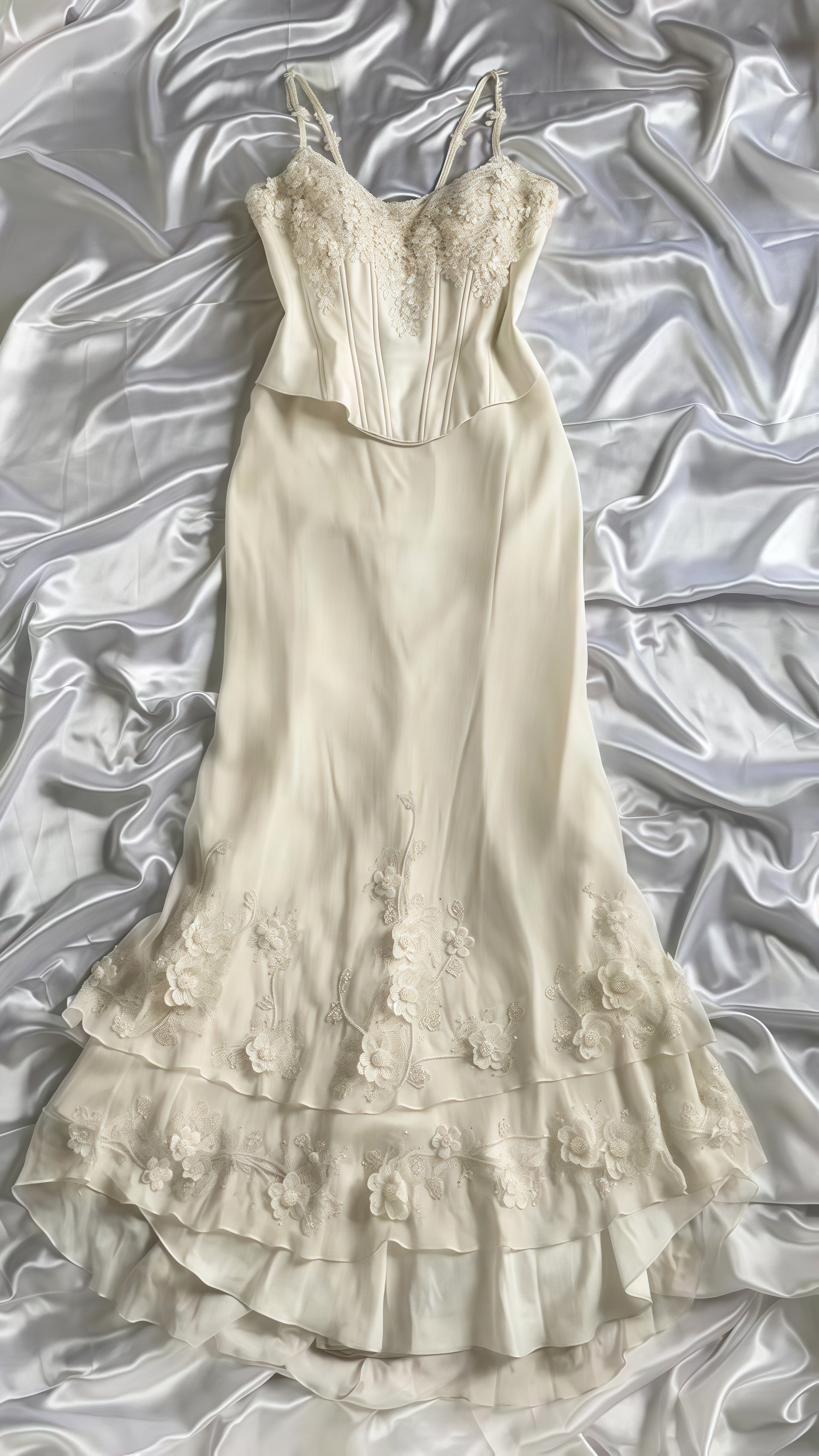 Off White Chiffon Appliques Party Dress, Two Pieces Mermaid Classy Prom Dress Main image