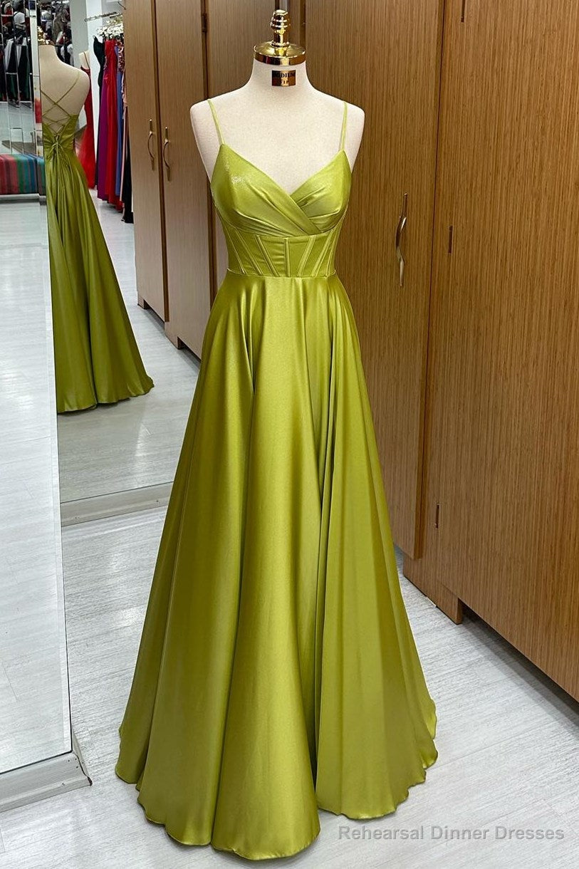 Olive Green Corset Lace-Up A-Line Long Formal Dress Secondary image