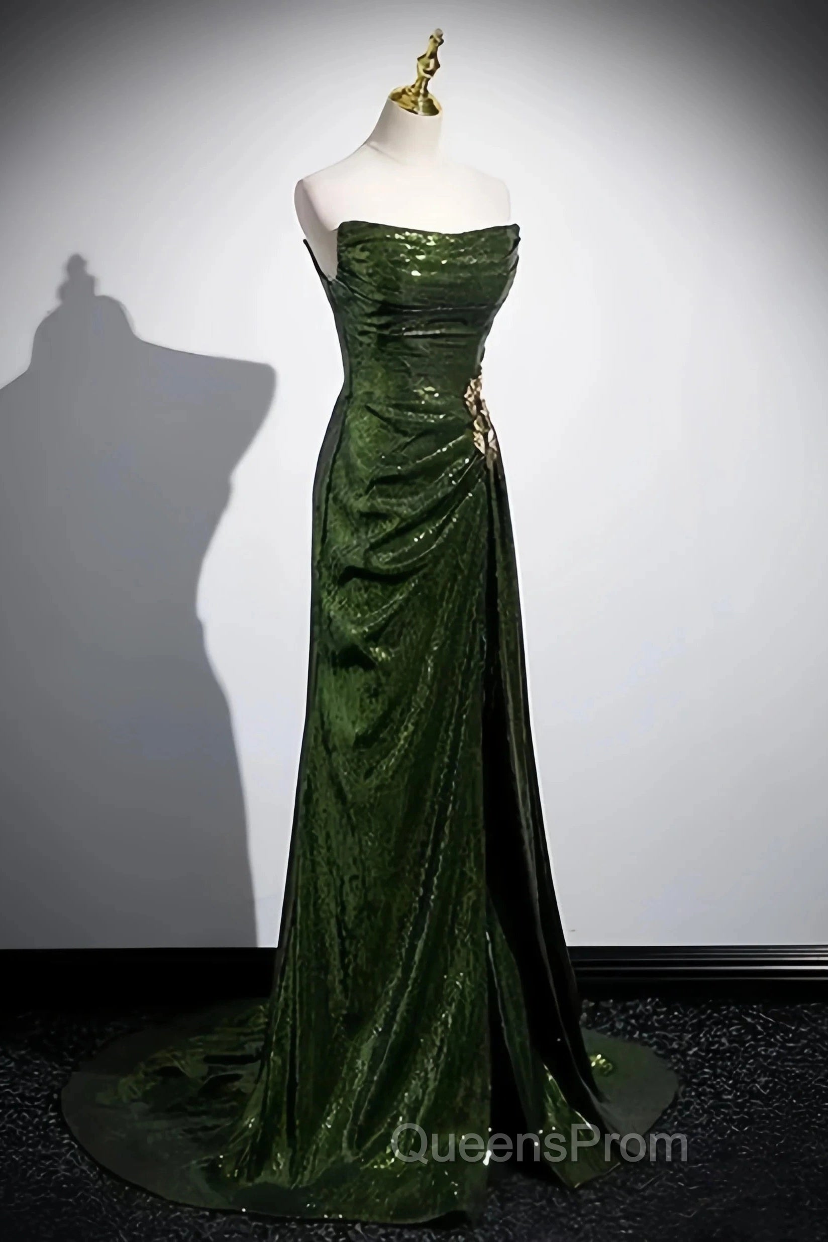 Olive Green Trumpet Mermaid Sequin Evening Prom Dress Secondary image