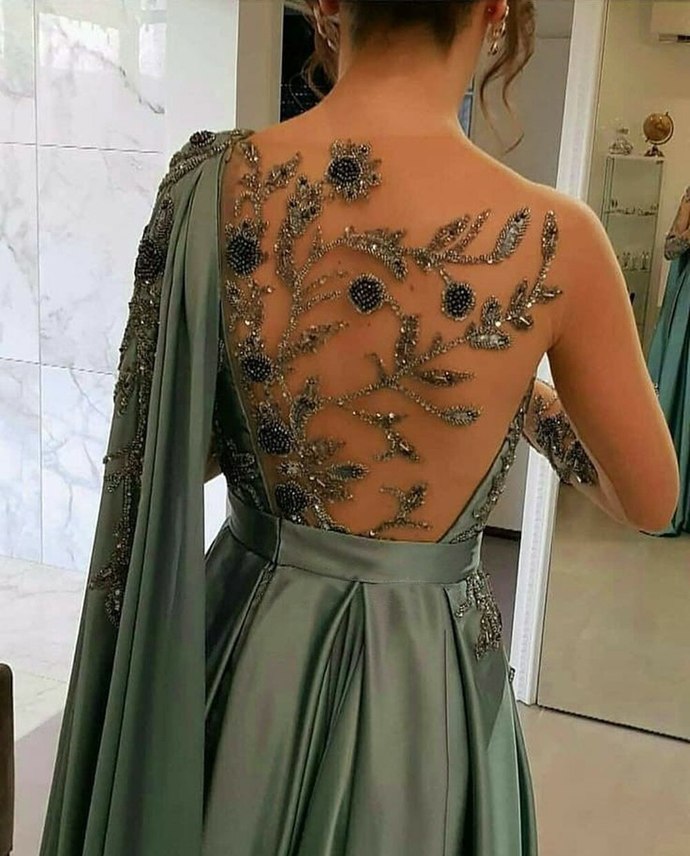 One Shoulder Beading Classy Evening Dress Classy Prom Party Dress