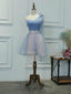 One Shoulder Blue Tulle Homecoming Dress
