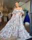 Elegant Off The Shoulder Flowers Long Classy Prom Dress Tulle Classy Evening Dress