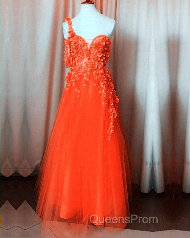 One Shoulder Tulle Evening Prom Dress 3D Flowers Secondary image