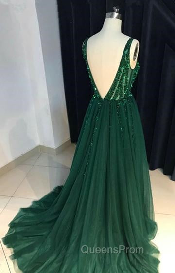 Open Back A-line Tulle Evening Prom Dress Crystals Women Party Dress Secondary image