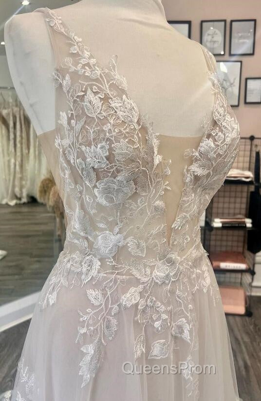 Open Back A Line Wedding Dress,Custom Made Bridal Dress Secondary image