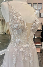 Open Back A Line Wedding Dress,Custom Made Bridal Dress