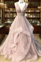 Open Back Dusty Pink Long Evening Prom Dress Simple Evening Gowns,