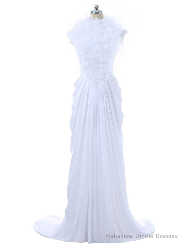 Open Back Formal Celebrity Dresses Mermaid Cap Sleeves Chiffon Lace Feather Main image