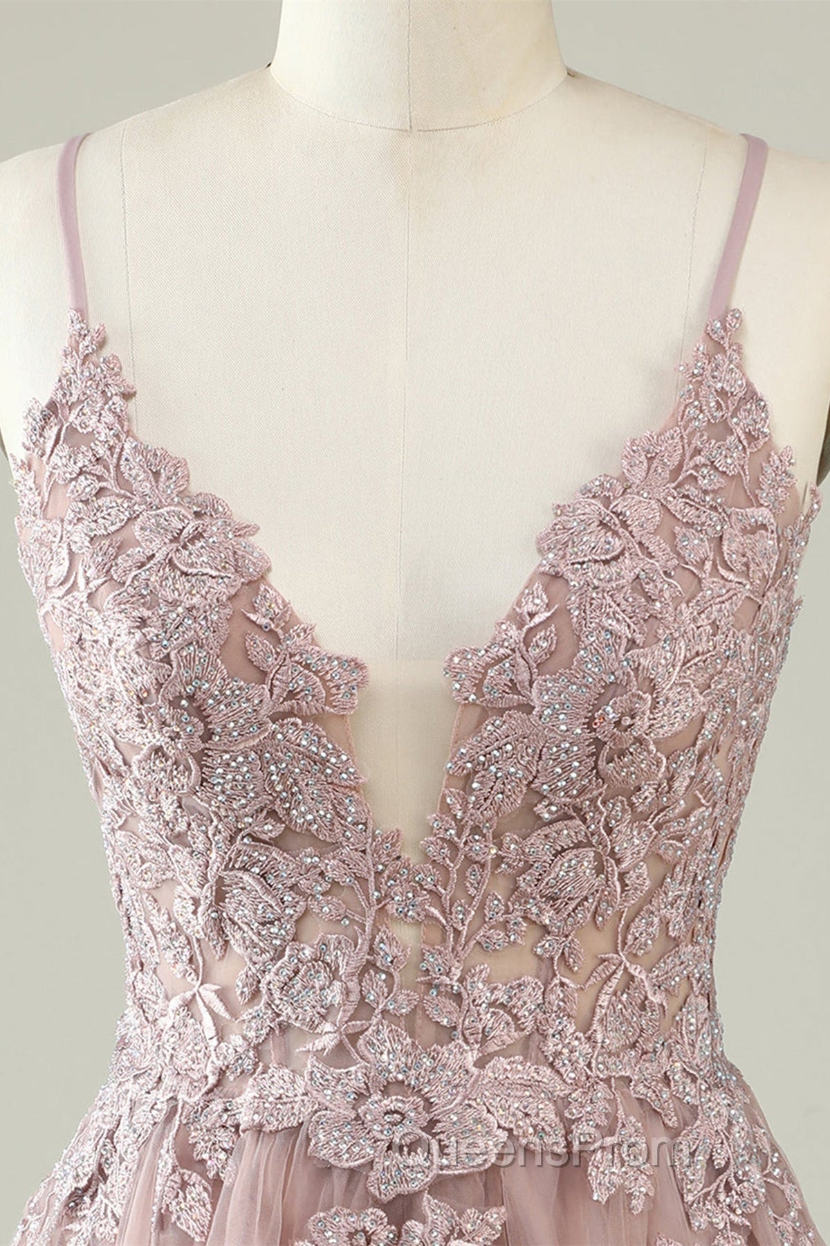 Open Back V Neck Pink Lace Appliques Evening Prom Dress, Pink Lace Homecoming Dress, Short Pink Formal Graduation Evening Dress