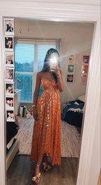 Orange A-Line Spaghetti Straps Chic Long Party Dress