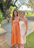 Orange A-Line Spaghetti Straps Chic Long Party Dress