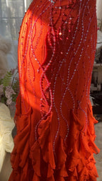 Orange Beautiful Charming Fashion Elegant Shiny Exquisite Beaded Long Chiffon Ball Gown Classy Evening Gown Birthday Party Gown Classy Prom Gown Graduation Gown
