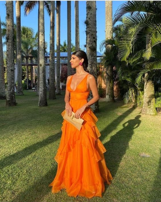 Orange Long Classy Prom Dress, Classy Evening Dress,Party Dress, Classy Dress