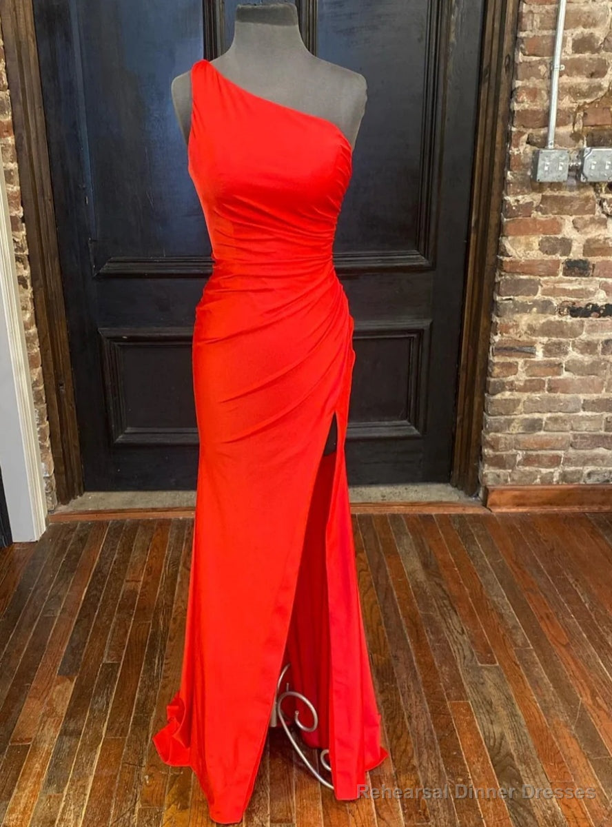 Orange One Mermaid Pleats Prom Dress Main image