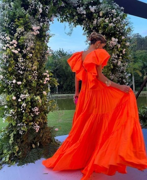 Orange Classy Prom Dress Women Sexy Dress Elegant Party Dress Secondary image