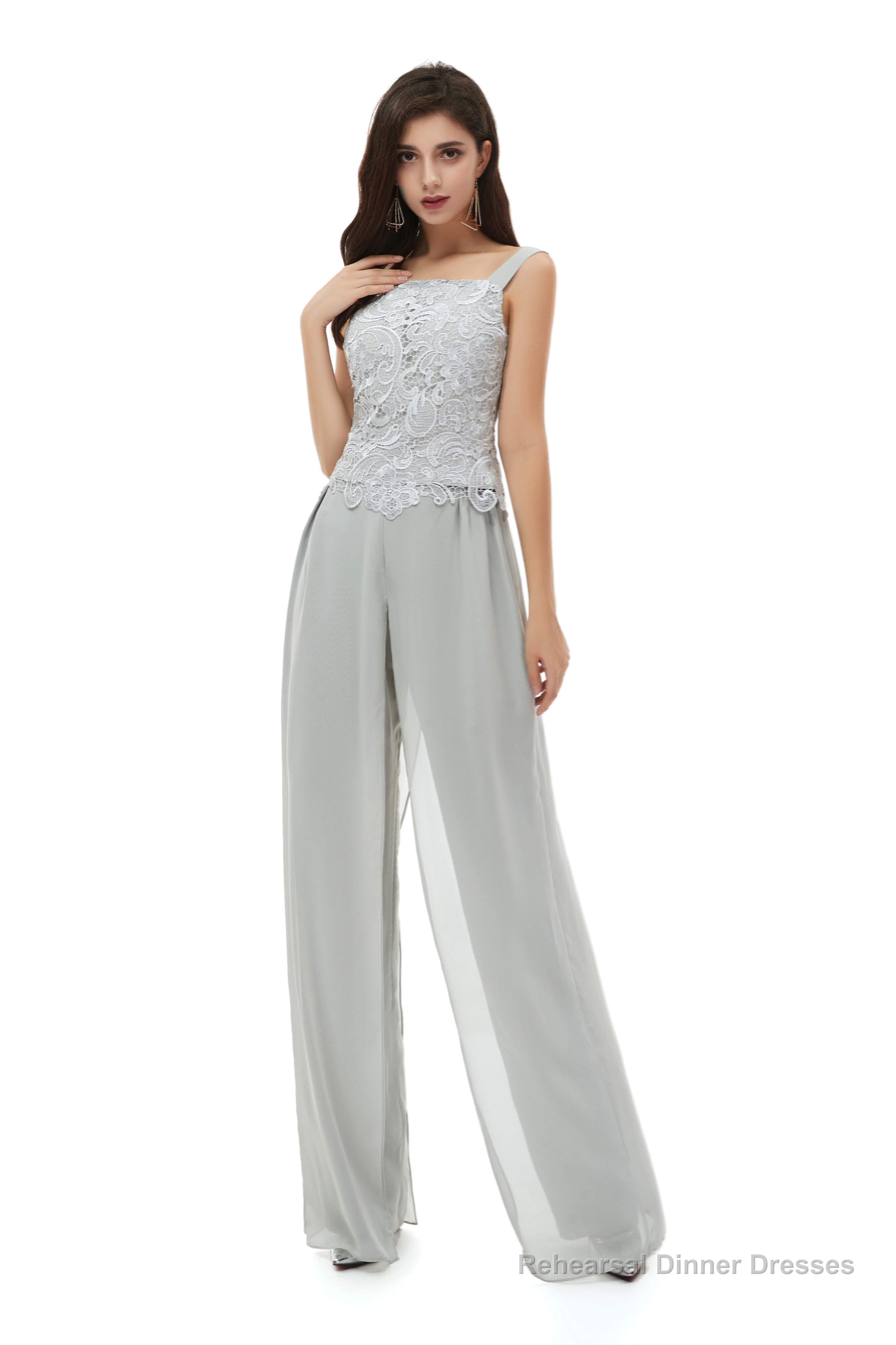 Pant Suits Lace Bateau Neckline Long Sleeves Mother Of The Bride Dresses