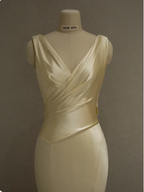 Pastel Yellow Satin Backless Mermaid Long Classy Prom Dress