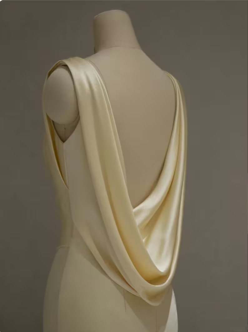 Pastel Yellow Satin Backless Mermaid Long Classy Prom Dress