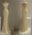 Pastel Yellow Satin Backless Mermaid Long Classy Prom Dress
