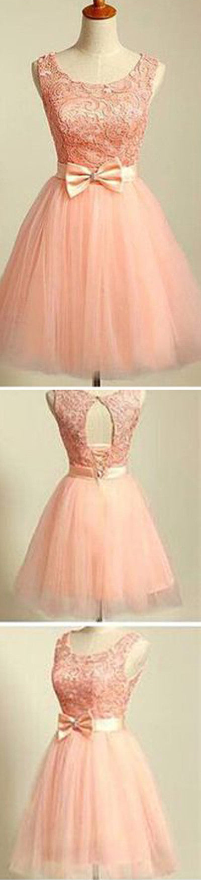 Peach Pink lace lovely for teens modest Classy homecoming Dress Secondary image