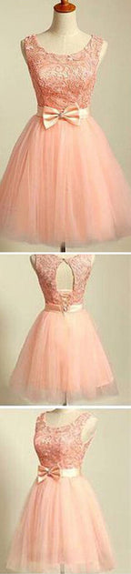 Peach Pink lace lovely for teens modest Classy homecoming Dress