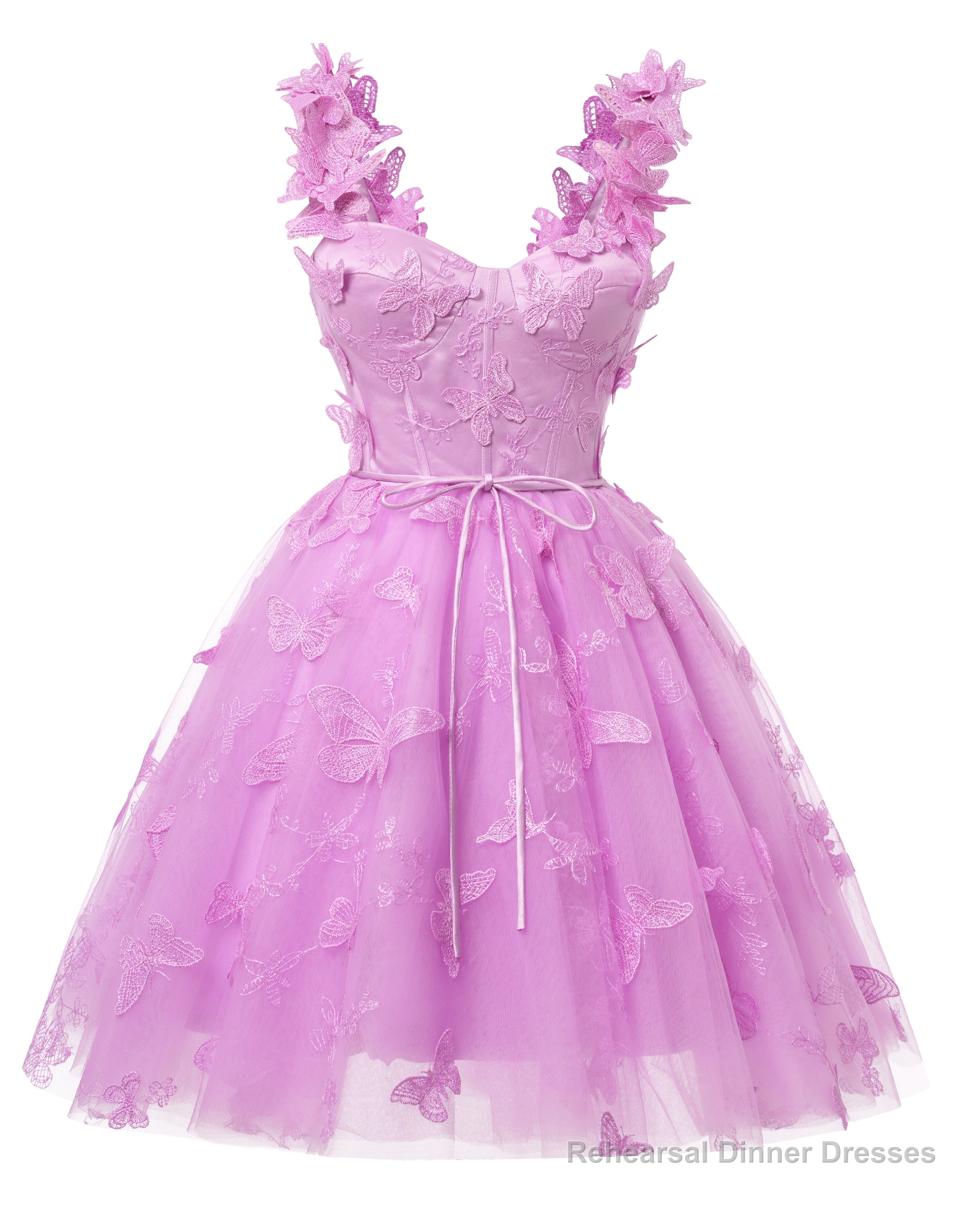 Dusty Rose 3D Butterfly Lace Applique Tulle Homecoming Dress for Teens Sweetheart Mini Short Prom Dresses