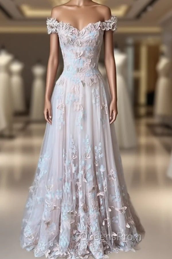 Pink A-Line Butterfly Evening Prom Dress Main image
