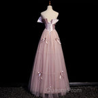 Pink A-Line Strapless Satin Tulle Long Evening Prom Dress Graduation Evening Prom Birthday Dress