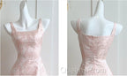 Pink A-Line Vintage Butterfly Embroidered Satin Evening Prom Dress Birthday Dressed01772
