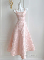 Pink A-Line Vintage Butterfly Embroidered Satin Evening Prom Dress Birthday Dressed01772