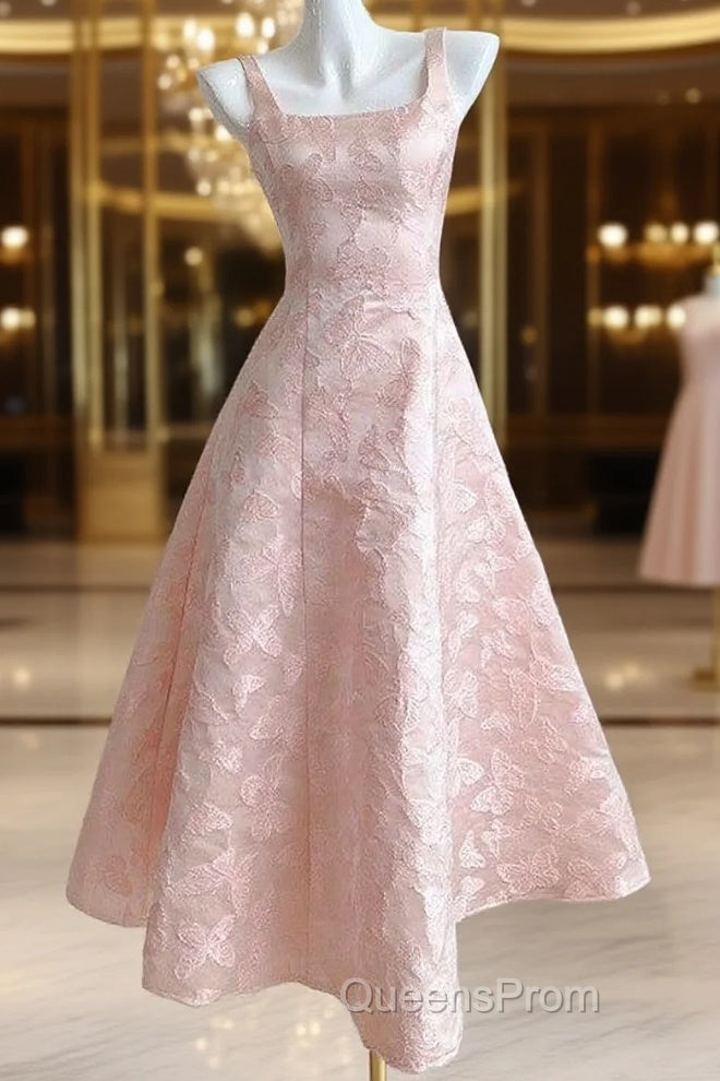 Pink A-Line Vintage Butterfly Embroidered Satin Evening Prom Dress Birthday Dressed01772 Main image