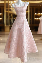 Pink A-Line Vintage Butterfly Embroidered Satin Evening Prom Dress Birthday Dressed01772