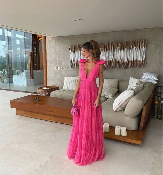 Pink Backless Classy Prom Dress, Classy Evening Dress