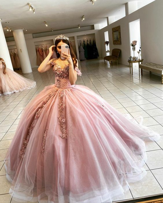 Pink Ball Gown Classy Prom Long Dress Sweetheart Corset Main image