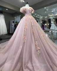 Pink Butterfly Embroidery Ball Gown Dress