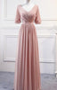 Pink Chiffon Bridesmaid Dress , Long Classy Prom Gown