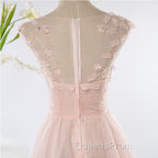 Pink Elegant Tulle A-Line Floor Length Wedding Party Dress, Light Pink Gown