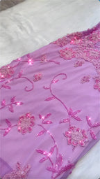 Pink Fashion Exquisite Beaded Spaghetti Strap A-Line Lace Floor Length Elegant Ball Gown Classy Evening Dress