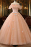Pink Flowers Tulle Off Shoulder Party Dress, Pink Tulle Sweet 16 Dress