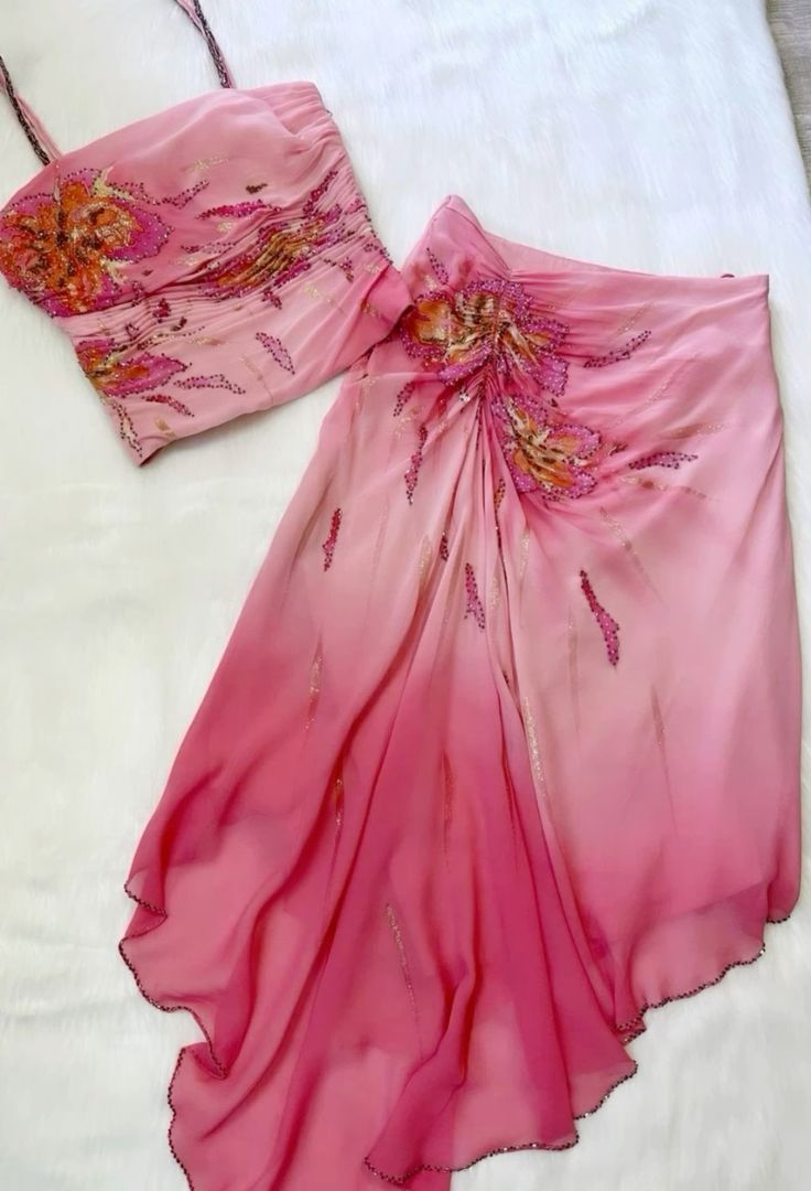 (Out Of Stock)Pink Gorgeous Exquisite Beaded Spaghetti Strap Long Chiffon Elegant Suit Ball Gown Classy Evening Dress Party Dress Classy Prom Dress
