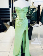 Pink/Green/Blue Gorgeous Shiny Exquisite Beaded Long Slit Elegant Sexy Classy Prom Dress Classy Evening Dress Party Dress