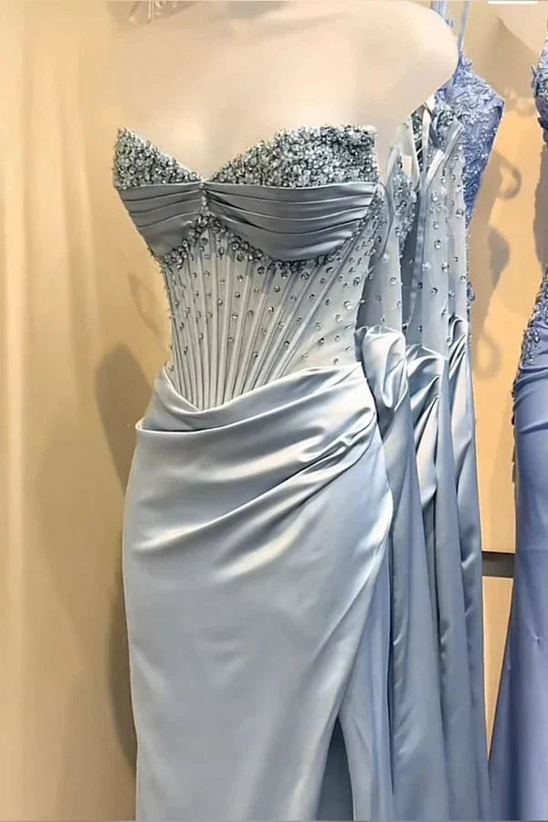 Pink/Green/Blue Gorgeous Shiny Exquisite Beaded Long Slit Elegant Sexy Classy Prom Dress Classy Evening Dress Party Dress