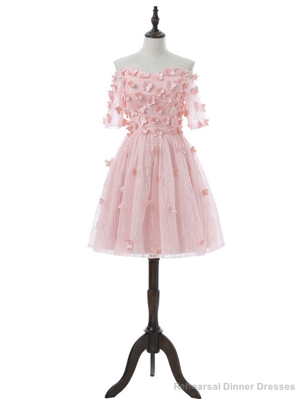 Pink Homecoming Dresses A-line Short Sleeves Main image