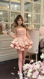 Pink Homecoming Dress Mini Party Dress Birthday Classy Prom Graduation Dress