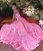 Pink Leg Split Classy Prom Dress Women Sexy Party Dress