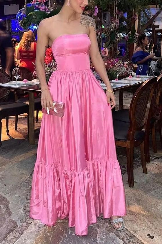 Pink Leg Split Classy Prom Dress Women Sexy Party Dress